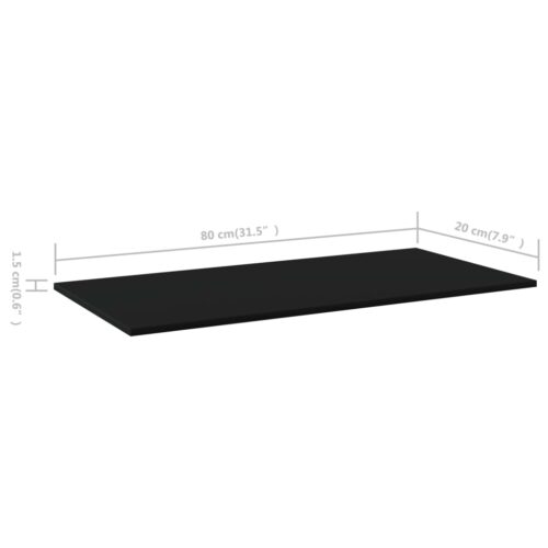 Bookshelf Boards 4pcs Black 80x20x1.5cm Engineered Wood - Image 5