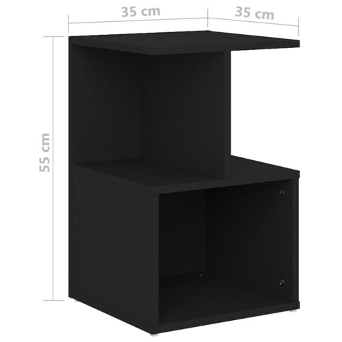 Bedside Cabinet Black 35x35x55cm Engineered Wood - Image 6