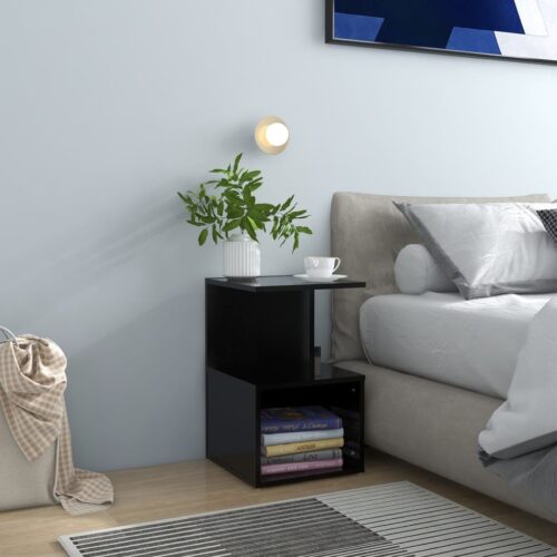 Bedside Cabinet Black 35x35x55cm Engineered Wood - Image 7