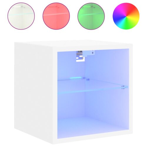 TV Wall Cabinets with LED Lights 2pcs White 30x28.5x30cm