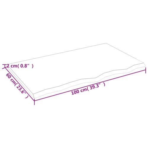 Table Top Dark Brown 100x60x2cm Treated Solid Wood Oak DIY Desk Panel Board - Image 6