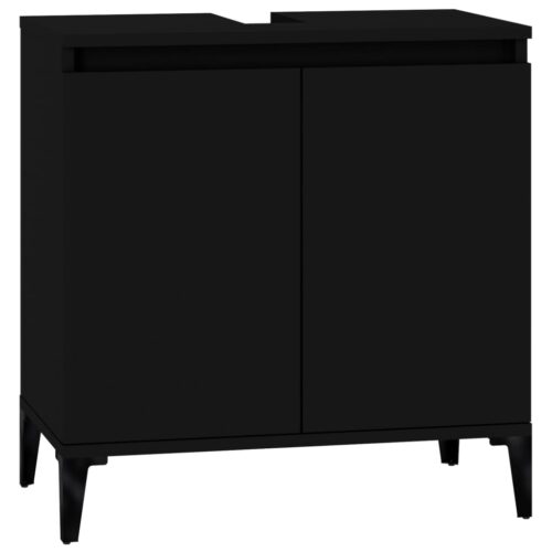 Sink Cabinet Black 58x33x60cm Engineered Wood
