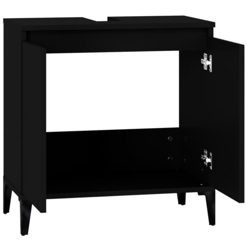 Sink Cabinet Black 58x33x60cm Engineered Wood - Image 5
