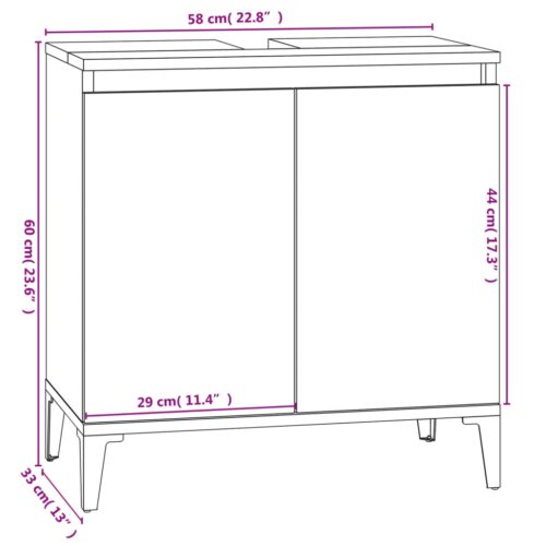 Sink Cabinet Black 58x33x60cm Engineered Wood - Image 9