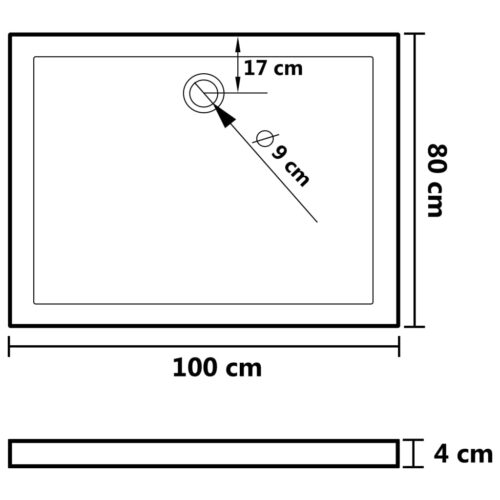 Rectangular ABS Shower Base Tray Bathroom Floor Trays Black 80x100cm - Image 7