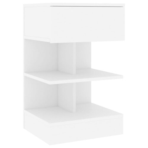 Bedside Cabinet White 40x35x65cm Engineered Wood - Image 2