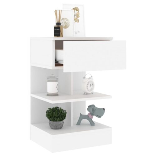 Bedside Cabinet White 40x35x65cm Engineered Wood - Image 4