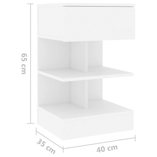 Bedside Cabinet White 40x35x65cm Engineered Wood - Image 7