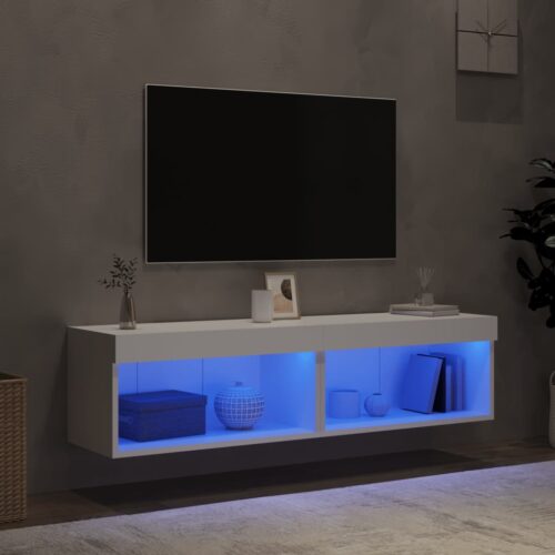 2pcs RGB LED Lights Wall TV Cabinet Entertainment Unit Table Stand Storage Shelf - Image 3