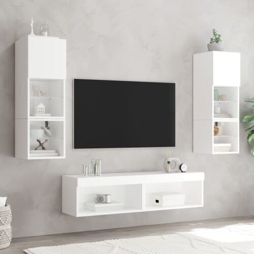 2pcs RGB LED Lights Wall TV Cabinet Entertainment Unit Table Stand Storage Shelf - Image 4