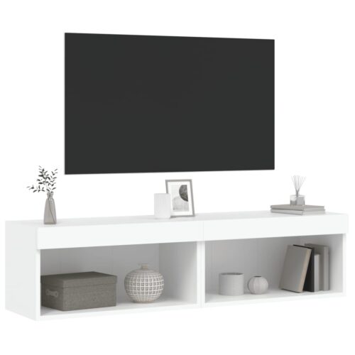 2pcs RGB LED Lights Wall TV Cabinet Entertainment Unit Table Stand Storage Shelf - Image 6