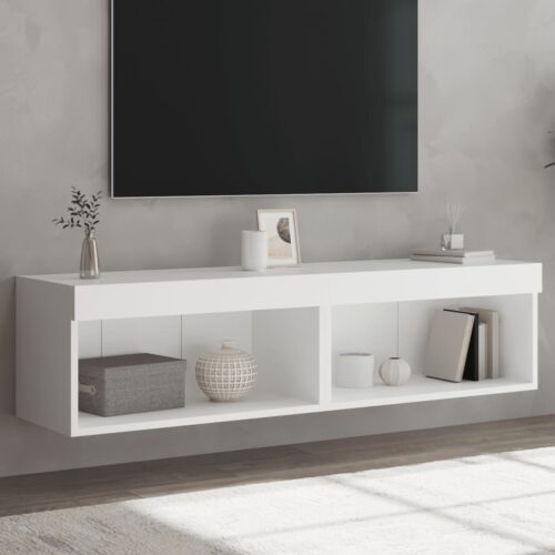 2pcs RGB LED Lights Wall TV Cabinet Entertainment Unit Table Stand Storage Shelf - Image 12