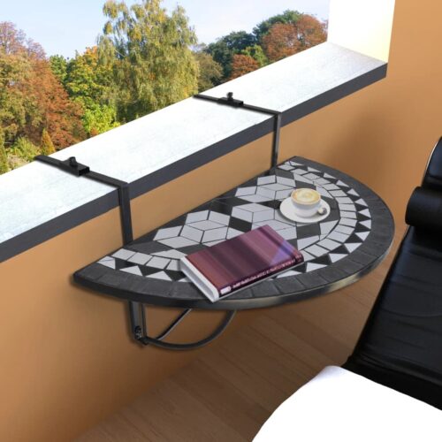 Ceramic Mosaic Hanging Balcony Table Folding Outdoor Garden Coffee Tea Tables - Image 7