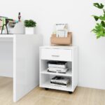 Rolling Cabinet White 46x36x59cm Engineered Wood