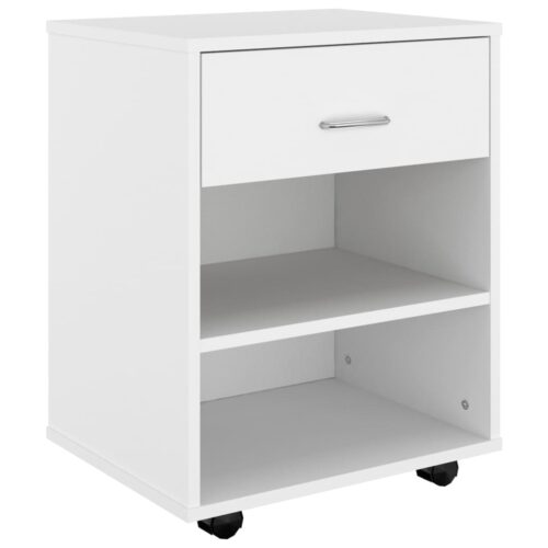 Rolling Cabinet White 46x36x59cm Engineered Wood - Image 2