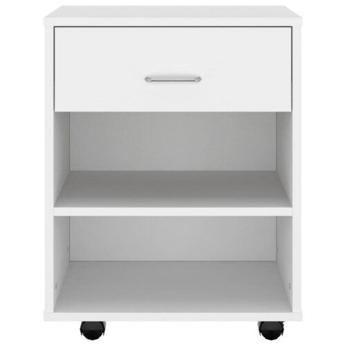 Rolling Cabinet White 46x36x59cm Engineered Wood - Image 4