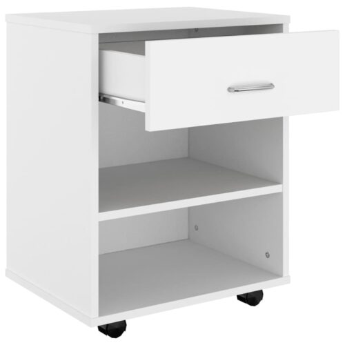 Rolling Cabinet White 46x36x59cm Engineered Wood - Image 6