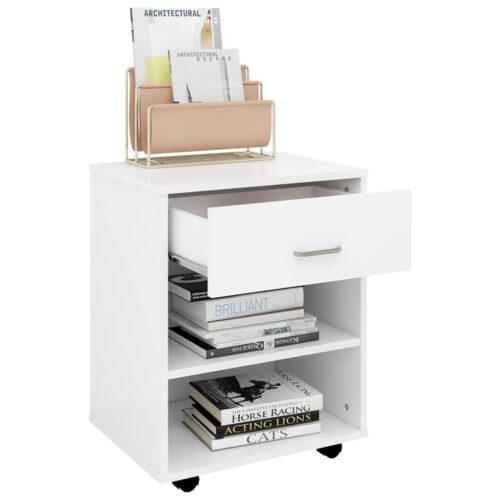 Rolling Cabinet White 46x36x59cm Engineered Wood - Image 7