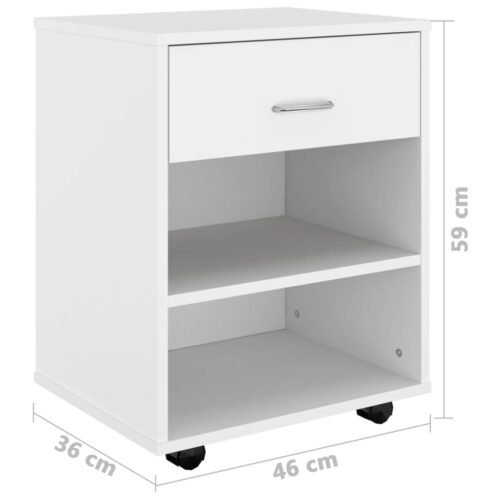 Rolling Cabinet White 46x36x59cm Engineered Wood - Image 8