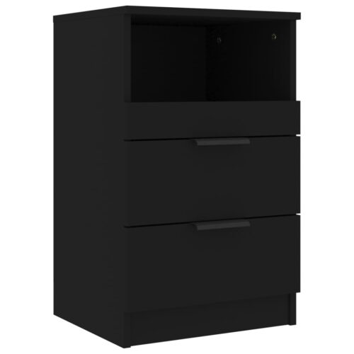 Bedside Cabinet Black Engineered Wood - Image 2