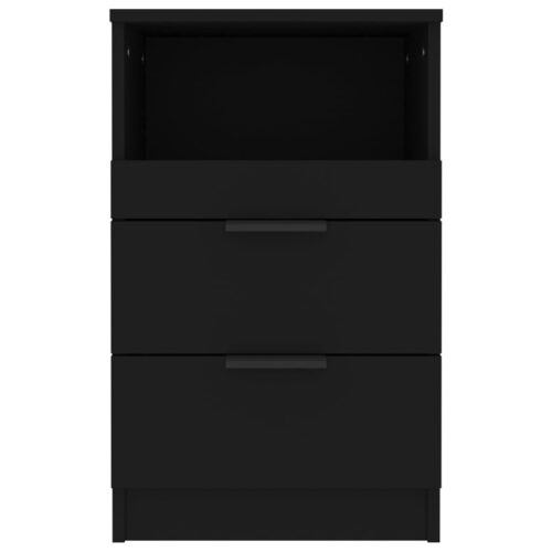 Bedside Cabinet Black Engineered Wood - Image 3