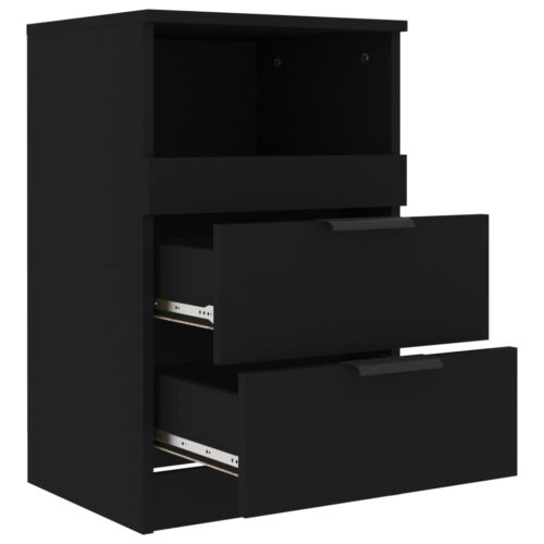 Bedside Cabinet Black Engineered Wood - Image 5