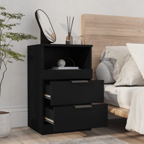 Bedside Cabinet Black Engineered Wood - Image 6