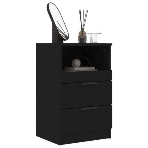 Bedside Cabinet Black Engineered Wood - Image 7