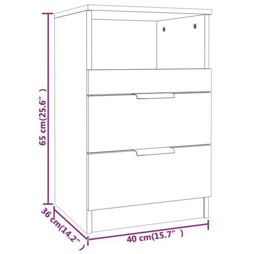 Bedside Cabinet Black Engineered Wood - Image 8