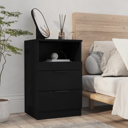 Bedside Cabinet Black Engineered Wood - Image 10