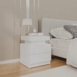 Bedside Cabinet High Gloss White 45x35x52cm Engineered Wood