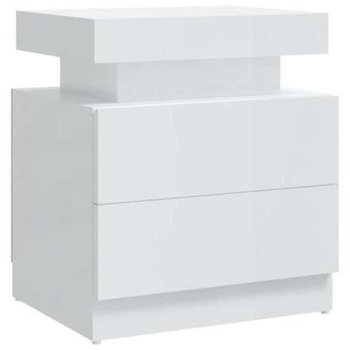 Bedside Cabinet High Gloss White 45x35x52cm Engineered Wood - Image 2