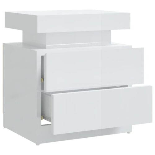 Bedside Cabinet High Gloss White 45x35x52cm Engineered Wood - Image 6