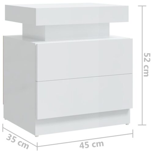 Bedside Cabinet High Gloss White 45x35x52cm Engineered Wood - Image 7
