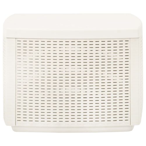 Portable Plastic Garden Storage Table Outdoor Patio Sofa Coffee Side Stand White 53x53x40cm - Image 3