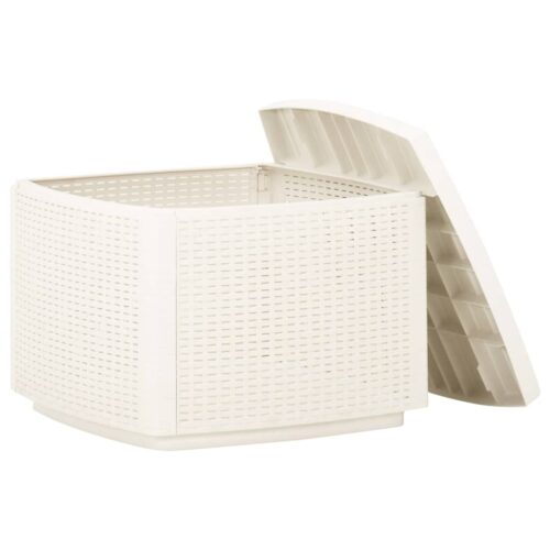 Portable Plastic Garden Storage Table Outdoor Patio Sofa Coffee Side Stand White 53x53x40cm - Image 4