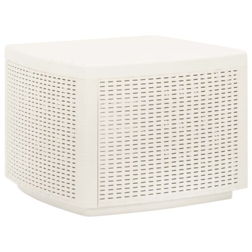 Portable Plastic Garden Storage Table Outdoor Patio Sofa Coffee Side Stand White 53x53x40cm - Image 9