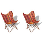 Butterfly Chairs 2pcs Multicolour Chindi Fabric
