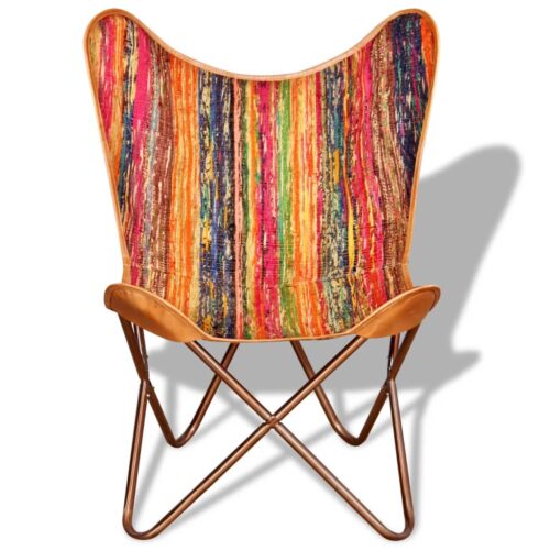 Butterfly Chairs 2pcs Multicolour Chindi Fabric - Image 3