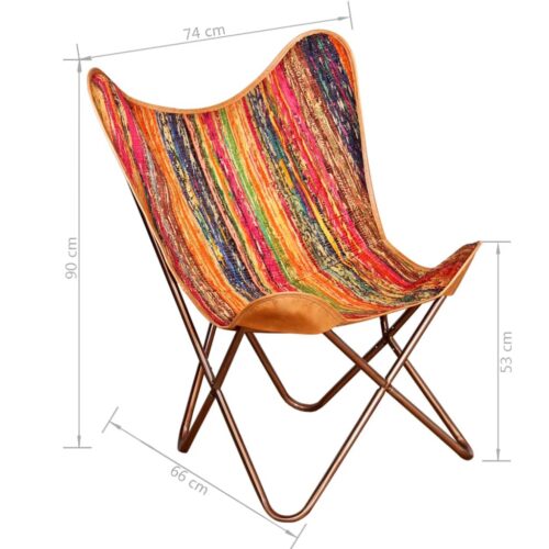 Butterfly Chairs 2pcs Multicolour Chindi Fabric - Image 7