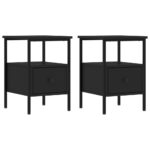 Bedside Cabinets 2pcs Black 34x36x50cm Engineered Wood