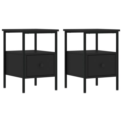 Bedside Cabinets 2pcs Black 34x36x50cm Engineered Wood