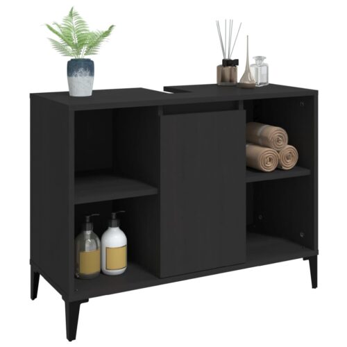 Sink Cabinet Black 80x33x60cm Engineered Wood - Image 3