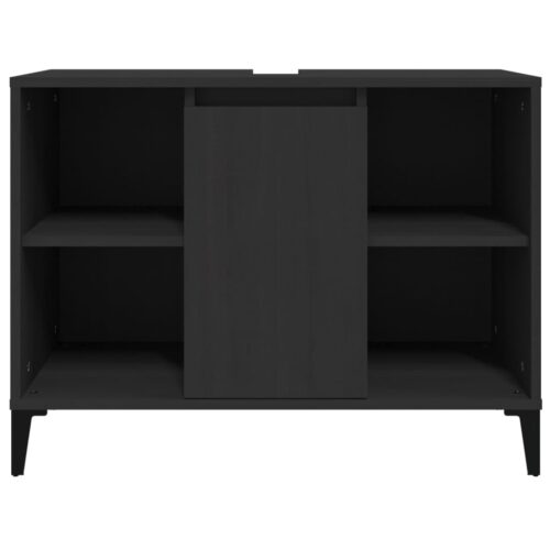 Sink Cabinet Black 80x33x60cm Engineered Wood - Image 5
