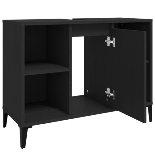 Sink Cabinet Black 80x33x60cm Engineered Wood - Image 6