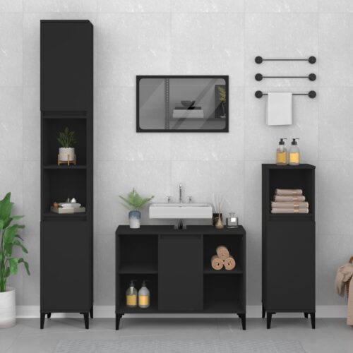 Sink Cabinet Black 80x33x60cm Engineered Wood - Image 11