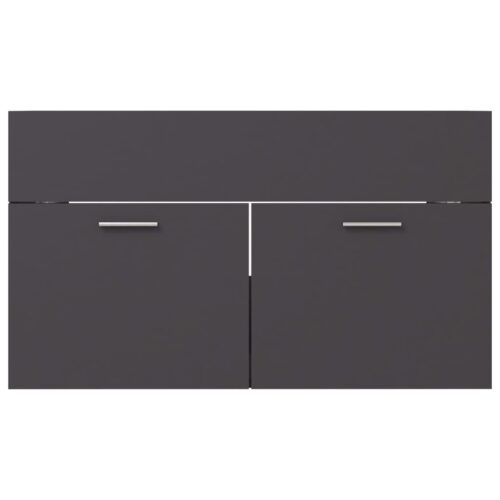 2-Piece Bathroom Furniture Set Grey Engineered Wood - Image 9