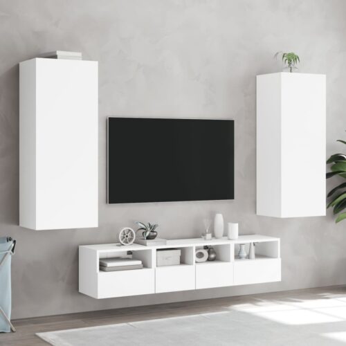 TV Wall Cabinet White 40.5x30x102cm Engineered Wood - Image 4