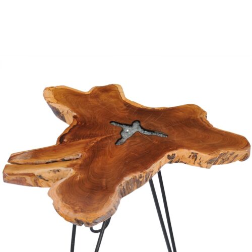 Coffee Table 70x45cm Solid Teak Wood Polyresin - Image 3