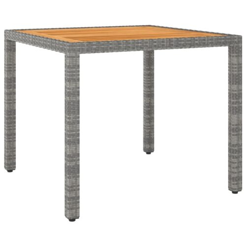 Square Garden Table Wicker Rattan Outdoor Patio Dining Lounge Desk Grey 90x90x75cm - Image 6
